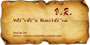 Vörös Ruszlána névjegykártya